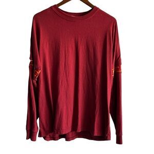 Urban Outfitters Red Long Leave T-Shirt with Embroidery